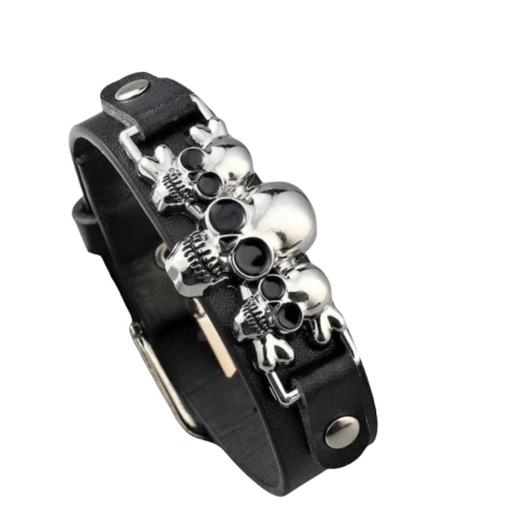 COPY - SKULL LEATHER BRACELET.